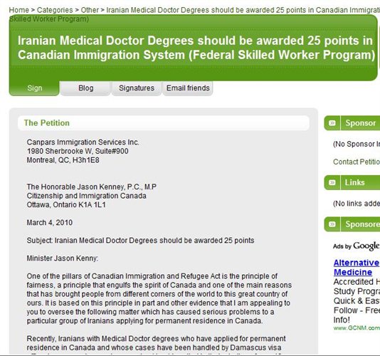 جمع آوری امضای بیشتر برای نامه اعتراضی به وزیر مهاجرت در مورد امتیاز پزشکان