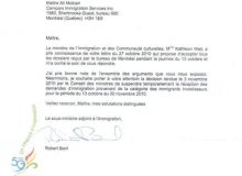 وزیر مهاجرت کبک به نامه مدیریت کنپارس در اعتراض به عملکرد غیر اصولی آن سازمان در بستن ناگهانی برنامه سرمایه گذاری پاسخ داد